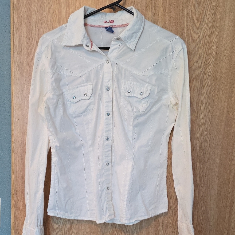 Lilu Cream Button Down Shirt for Women